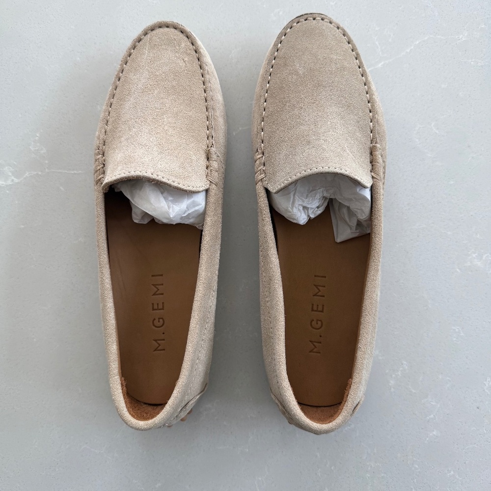 M.Gemi Women’s Beige Suede Driving Loafers